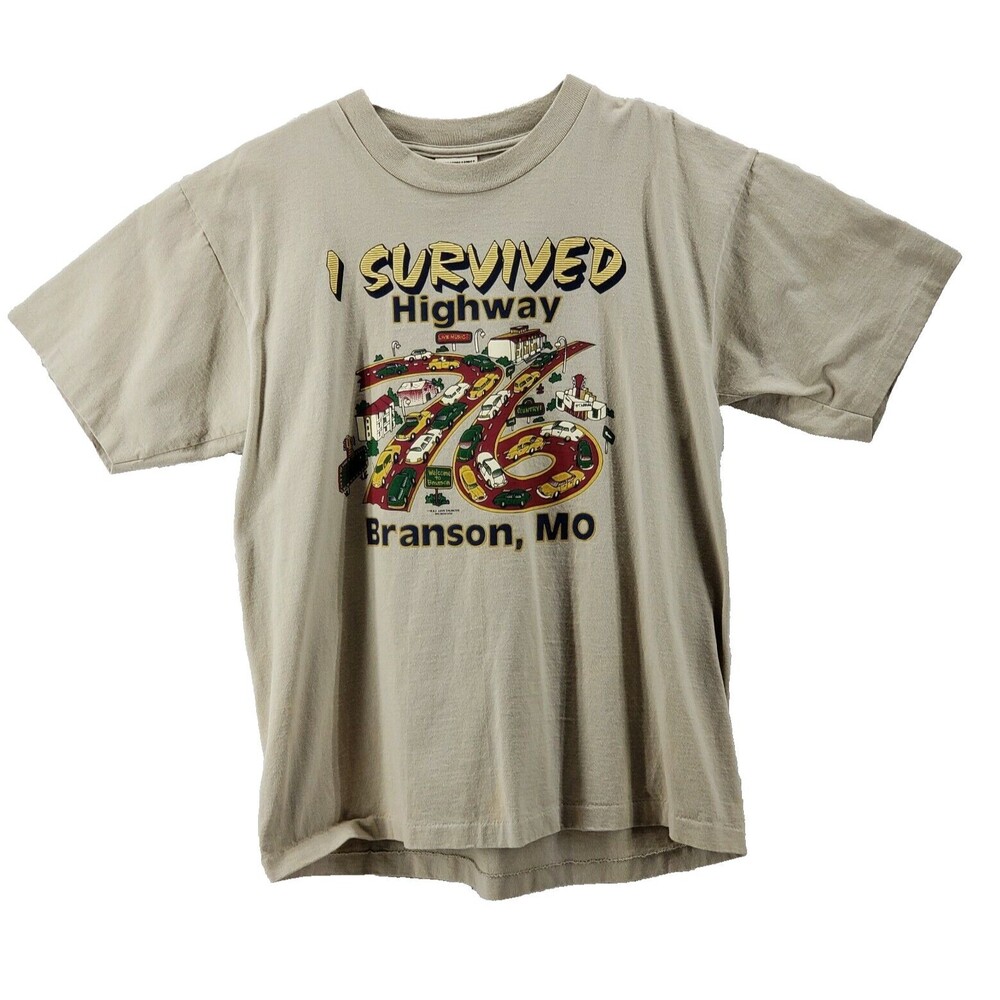 Vintage  I Survived Highway 76 Branson MO Alore single stitch T-Shirt Size Large
